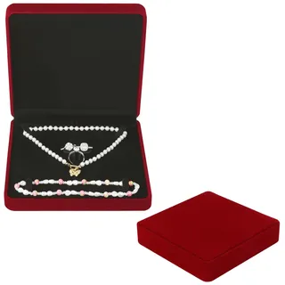Samt Groß Halsketten Box, Samt Schmuckschatulle Geschenkboxen, Schmuckkästchen Mit Samts, Schmuckbox Für Halskette Für Frauen Schmuck Halskette Ohrring Ring Hochzeit Schmuck Lagerung (Burgunderrot)
