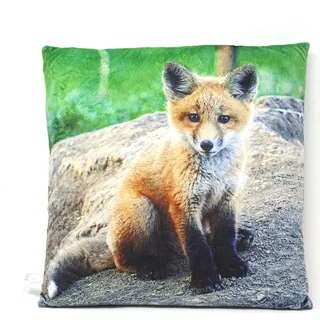 Dekokissen mit Fuchs-Motiv, beidseitig bedruckt, 35 x 35 cm, 100% Polyester
