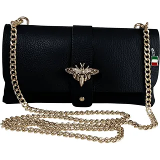 FLORENCE Schultertasche Florence Tasche schwarz Leder Clutch (Schultertasche), Damen Leder Schultertasche, Clutch, schwarz ca. 23cm schwarz