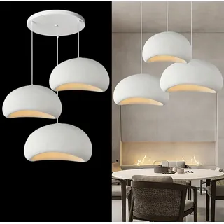 CNMKLM 3-Lichter Pendelleuchte Wabi Sabi Hängeleuchte Esszimmer Kücheninsel Hängelampe,Beton Zement Look Lampenschirm E27 Sockel,Skandinavischer Stil Schlafzimmer Esszimmertisch Pendellampe(C)