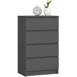 Akord Kommode, Grau, Holzwerkstoff, Nachbildung, Holz Optik, 4 Schubladen, Rechteckig,Rechteckig, 60x99x40 cm, Wohnzimmer, Kommoden & Sideboards, Kommoden