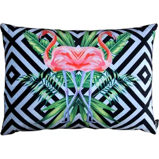 Casa Padrino Luxus Deko Kissen Florida Flamingos Mehrfarbig 35 x 55 cm - Feinster Samtstoff - Dekoratives Wohnzimmer Kissen