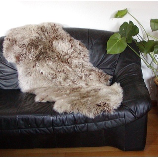 Fellteppich australische Doppel Lammfelle aus 1,5 Fellen hellbraune Spitzen, voll waschbar, ca. 140x68 cm, Heitmann Felle