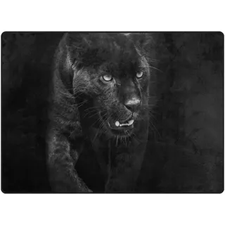 MNSRUU Teppich, 160 x 122 cm, schwarzer Panther, dunkel bedruckt, leicht, rutschfest, für Wohnzimmer, Schlafzimmer