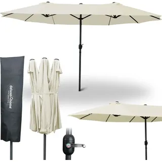 deluxe4home Doppelsonnenschirm 450 x 260 cm Creme