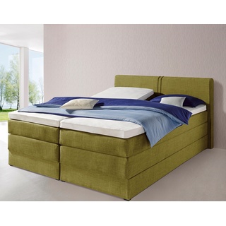Boxspringbett HAPO Komplettbetten Gr. Liegefläche B/L: 200 cm x 200 cm, kein Härtegrad, Bonnell-Federkernmatratze, grün (grün, strukturstoff) Boxspringbetten ohne Bettkasten Komplettbetten mit