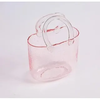 Transparente Taschenvase mit Griff, Glasvase mit Elegantem Taschen-Design, Glas-Taschenvase für Blumen, Einzigartige Blumenvase, Blumenarrangement, Kreatives Taschen-Aquarium für(ROSA)
