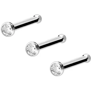 3er Set Titan Nasenstecker Pin KRISTALL