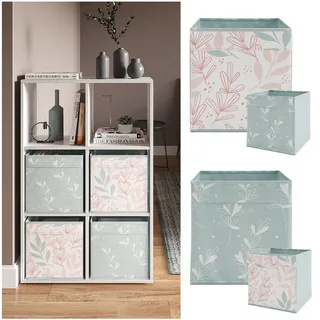 Vicco Faltbox Aufbewahrungsbox Regalbox Türkis Rosa Floral 3 Hartkarton Ablage