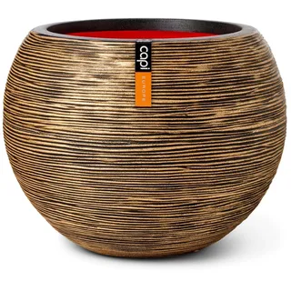 Capi Europe - Gefäß Kugel Rib NL - 62x48 - Gold - Blumentopf für den Innen- und Außeneinsatz - Übertopf - Pflanztopf - Pflanzgefäß - Kunststoff - KBGR271