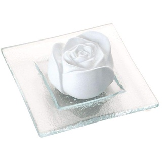 PRIMAVERA Duftstein Rosenblüte auf Glasteller transparent - Keramik, Raumduft, Diffusor - Aromatherapie
