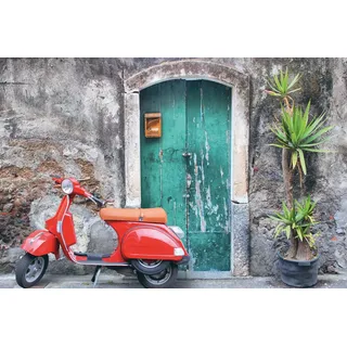 Leinwandbild ROTES MOPED (BHT 120x80x3,10 cm) - grau - BHT 120x80x3,10 cm