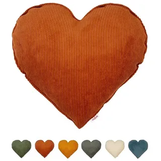beties Dekokissen HYggelig No.1, Cord Herz-Kissen gefüllt im skandinavischen Hygge Style orange|rot