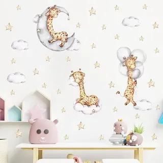 Wandsticker Kinderzimmer Wandtattoo Giraffe Wandaufkleber Sticker Mädchen Hase Pinguin Wandaufkleber Spielzimmer Elefant Kinderzimmer Deko Aufkleber (Giraffe)