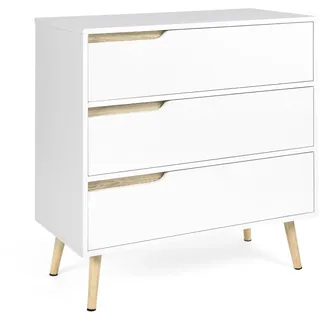 IDMarket - Kommode mit 3 Schubladen Helsinki 80 cm skandinavisch weiß