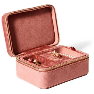 yozhiqu Aufbewahrungsbox Aufbewahrungsbox für Schmuck aus Samt, Für die Reise, geeignet für Ringe, Ohrringe, Halsketten und Armbänder rosa