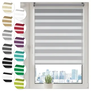 Sonello Doppelrollo Klemmfix ohne Bohren 50 cm x 130cm Grau Fensterrollo