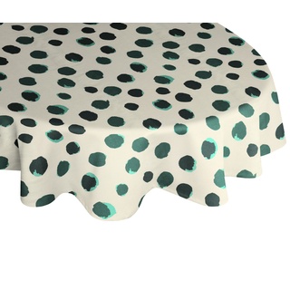 Tischdecke ADAM "Dots" Tischdecken Gr. B/L: 220 cm x 145 cm, oval, grün (natur, dunkelgrün) Tischdecken