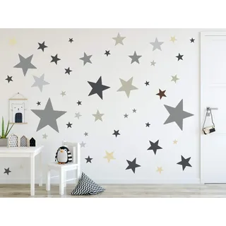 timalo® 120 Stück Wandtattoo Kinderzimmer XL Sterne Pastell Wandsticker – Aufkleber | 73079-SET12-120
