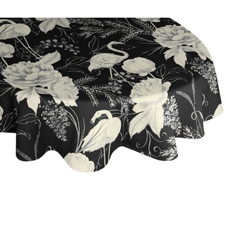 Tischdecke ADAM "Eden" Tischdecken Gr. Ø 145 cm, 1 St., rund, schwarz-weiß (schwarz, weiß) Tischdecken