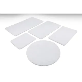 Wecon home Basics Badematte Joris, Höhe 20 mm, rutschhemmend beschichtet, strapazierfähig, Polyester, rund, waschbar, viele Größen, Badezimmerteppich, uni weiß rund | Ø 90 cm x 20 mm
