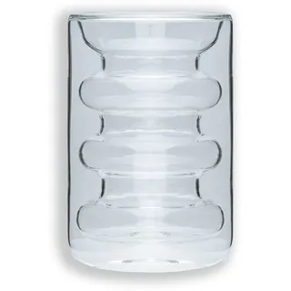 Intirilife Doppelwandiges Thermo Glas Rillen Style Kaffeeglas 0,19 l