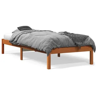 vidaXL Massivholzbett ohne Matratze Wachsbraun 90x200 Kiefernholz