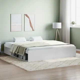 IKAYAA Bettgestell Weiß 180x200 cm, Bett, Jugendbett, Schlafzimmer Bett, Bettrahmen, Familienbett, Bett Gestell
