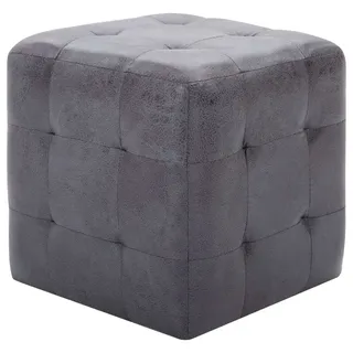 vidaXL Pouf 2 Stk. Leder 30 x 30 x 30 cm Grau