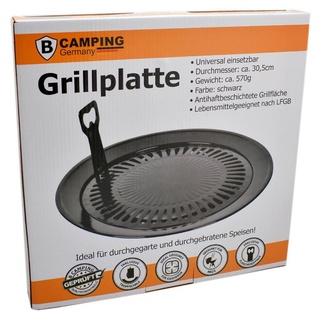 bahama Gaskocher, Camping Grillplatte Universal Ø30,5cm Grillaufsatz Campingkocher Grillrost Grill schwarz