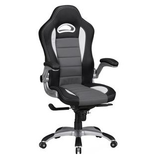 AMSTYLE Gaming-Stuhl SPM1.237, Kunstleder schwarz / grau, Kopfstütze, mit Armlehnen