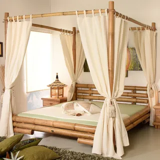 Himmelbett 160x200 Koh Tao Natur Bambusbett Bettrahmen Holzbett Doppelbett Luxus