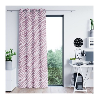 Vorhang Vorhang Gardine 140x250 cm Ösen Zebra Muster für Wohnzimmer, AmeliaHome, Ösen (1 St), verdunkelnd, Store rosa