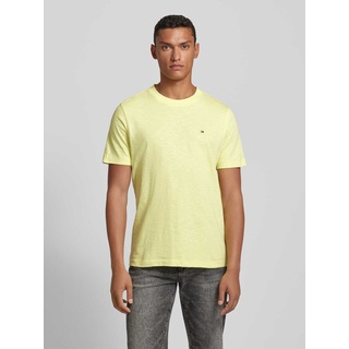 Regular Fit T-Shirt in unifarbenem Design, Gelb, M