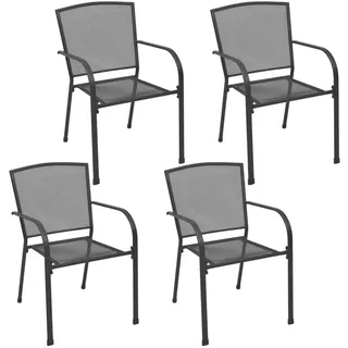 vidaXL Gartenstühle 4 Stk. Mesh-Design Anthrazit Stahl