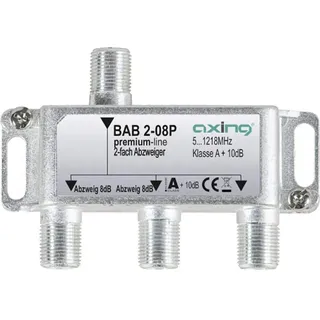 Axing BAB2-08P 2fach Abzweiger, 8dB, 5-1218MHz, brummentkoppelt, Klasse A+, Vodafone BAB00208P