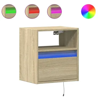 vidaXL TV-Wandschränke mit LED-Beleuchtung 2 Stk. Sonoma 41x31x45 cm Braun Holz