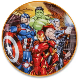 MARVEL Pizzateller XXL Marvel Teller 32cm Porzellan Hulk, Spiderman, Iron Man