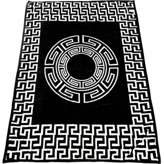 Almina Decke 160x220cm 1 Person Schwarz-Weiß Muster Tagesdecke Kuscheldecke Wohndecke Fleecedecke Bettdecke Motiv 3