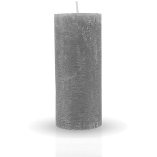 HS Candle Stumpenkerze Rustikale Antik Kerze (vers. Farben / Größen), Duftfreie Altarkerze - Dekokerze - lang Brenndauer - Retro grau Ø 7 cm x 15 cm