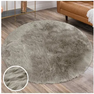 OTTO home Hochflor-Teppich Valeria Fellteppich kuschelig, rund, Höhe: 60 mm, Kunstfell, weiche Teppiche, Wohnzimmer, Schlafzimmer, Esszimmer braun Ø 90 cm x 60 mm