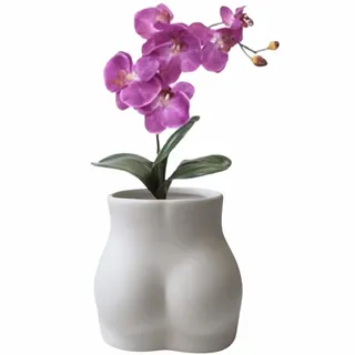 Trevona Butt Vase – Übertopf in weiblicher Form – freche Körperblumenvase – Boho-Heimdekoration – Booty geformte Keramik weiß matt