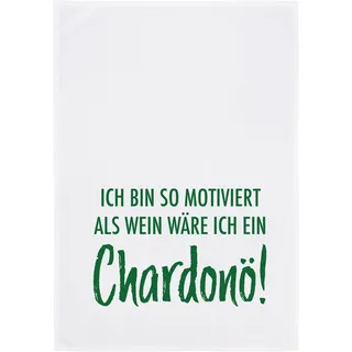 WESTCRAFT Maritime Geschirrtücher, lustige Sprüche/Küchen-Handtuch - Dish Towel Vintage Küchen Deko aus 100% Baumwolle 50 x 70 cm (motivierter ChardoNÖ grün)