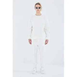 COFI Casuals Jogginganzug Basic Jogger Set Pullover Jogginghose Oversize Fit weiß XXL