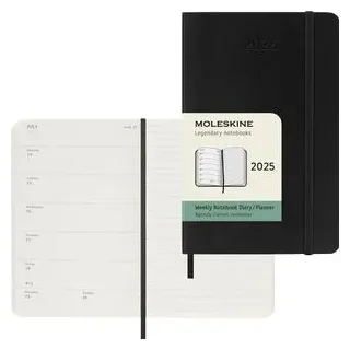 Moleskine Taschenkalender Pocket, Jahr 2025, 1 Woche auf 2 Seiten, Softcover, englisch, A6