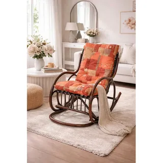 Mid.you Schaukelstuhl, Braun, Textil, Rattan, massiv, Uni, Füllung: Vlies, 62x97x118 cm, Schaukelfunktion, Wohnzimmer, Sessel, Schaukelstühle