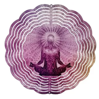 Ladreas Windspiel Edelstahl 3D Windspiel Windspinner 20cm Yoga Feng Shui WI34 bunt