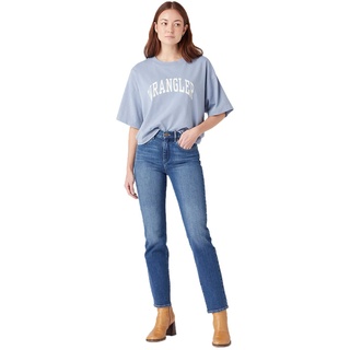 Wrangler Straight Jeans in blau mit mittelhohen Bund-W28 / L30