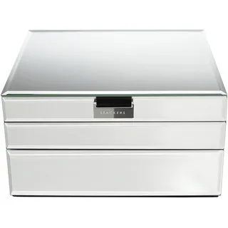 Stackers Schmuckkästchen, Schmuckschatulle, Schatzkiste aus klarem Glas, klassisches Design, 3 Stück
