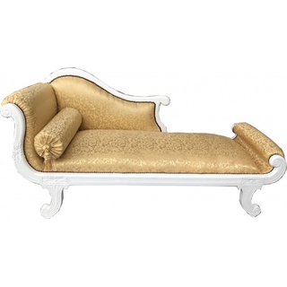 Casa Padrino Barock Chaiselongue Modell XXL Gold Muster / Weiß - Recamiere Wohnzimmer Möbel